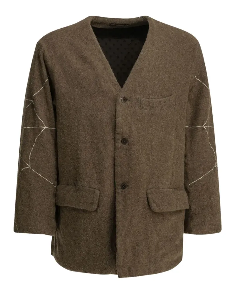 KAPITAL embroidered collarless jacket - Braun Braun
