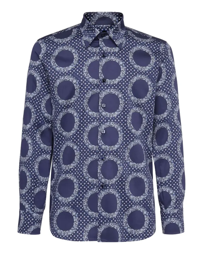 Billionaire Paisley-Hemd aus Popeline - Blau Blau