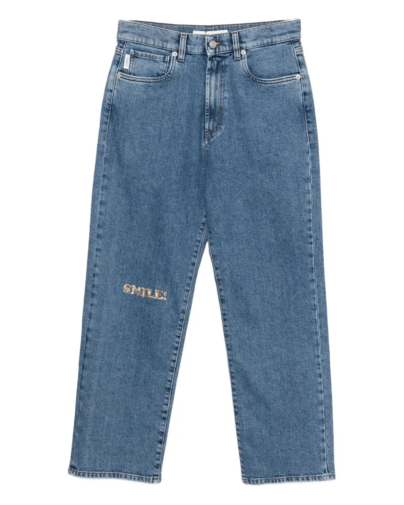 Joshua Sanders Weite Jeans mit Slogan-Stickerei - Blau Blau