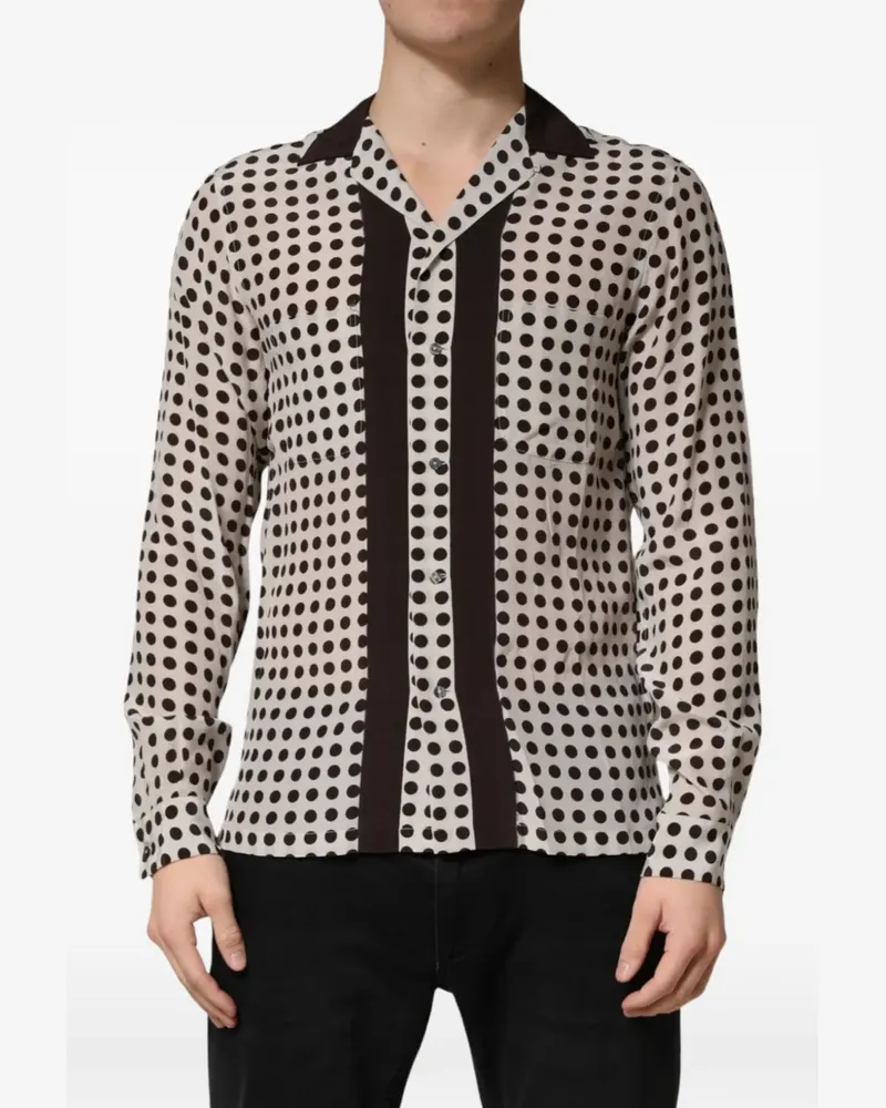 Dolce & Gabbana Seidenhemd mit Polka Dots - Weiß Weiß