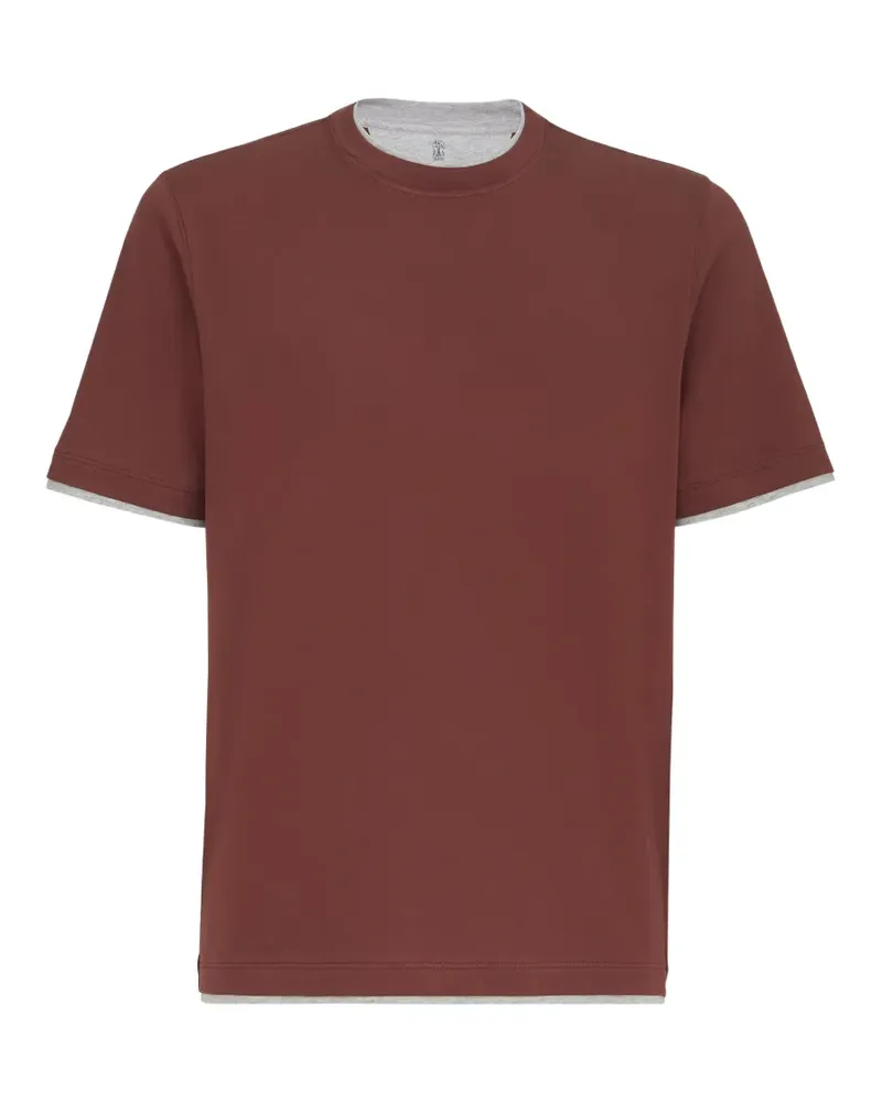 Brunello Cucinelli T-Shirt mit Kontrastdetails - Braun Braun