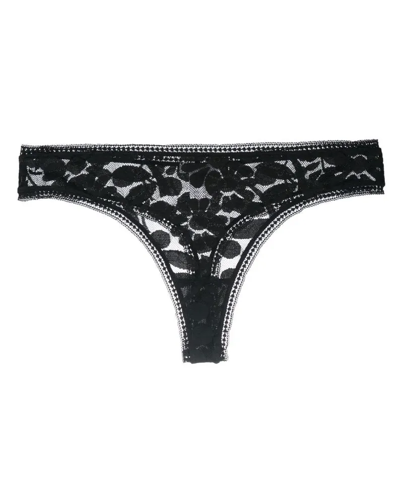 Eres Tanga mit blumiger Spitze - Schwarz Schwarz