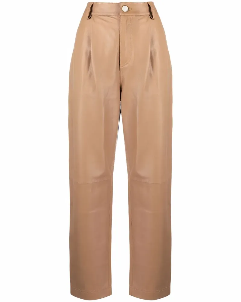 RED Valentino Lederhose mit hohem Bund - Nude Nude