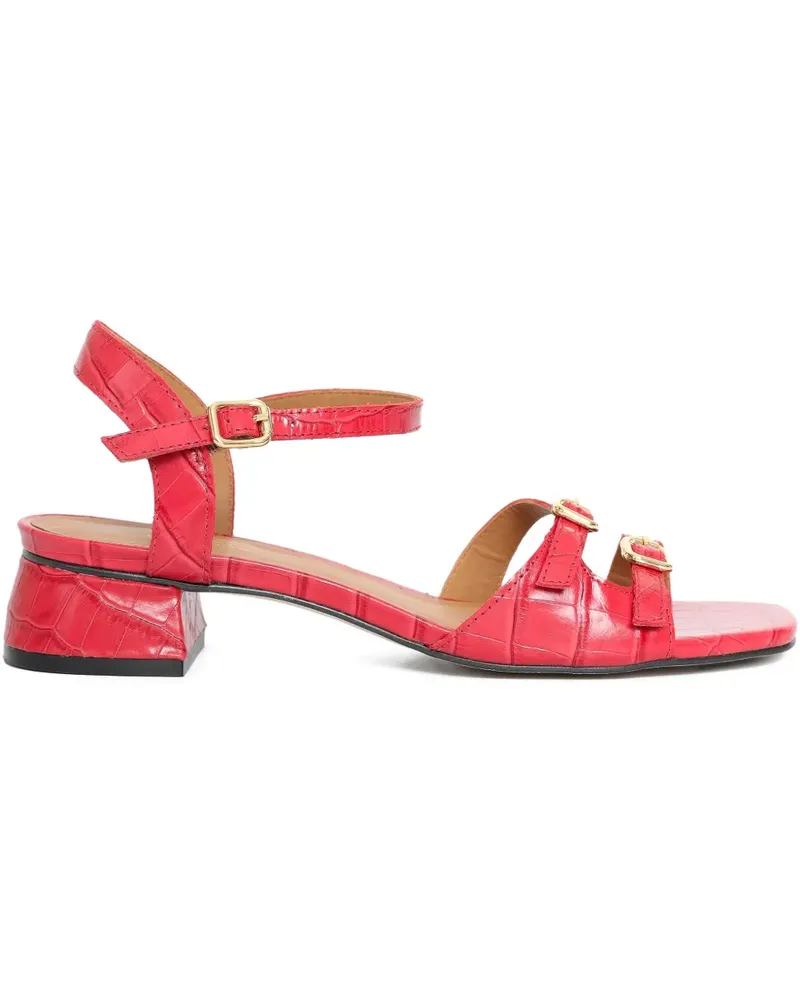 Sarah Chofakian 25mm Buckle Embossed French Press Sandals - Rot Rot