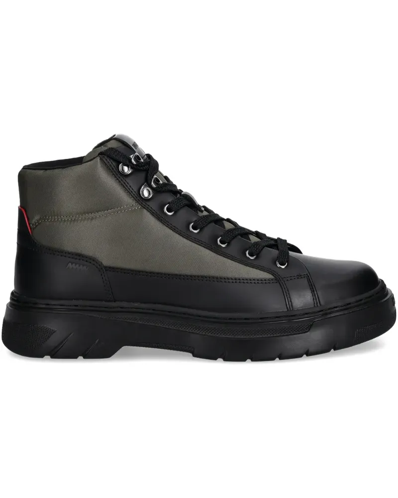 HUGO BOSS lace-up panelled boots - Schwarz Schwarz