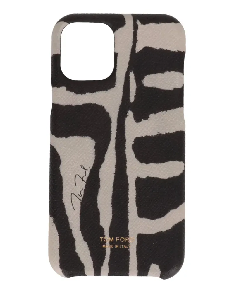 Tom Ford zebra-print grained-texture phone case - Schwarz Schwarz