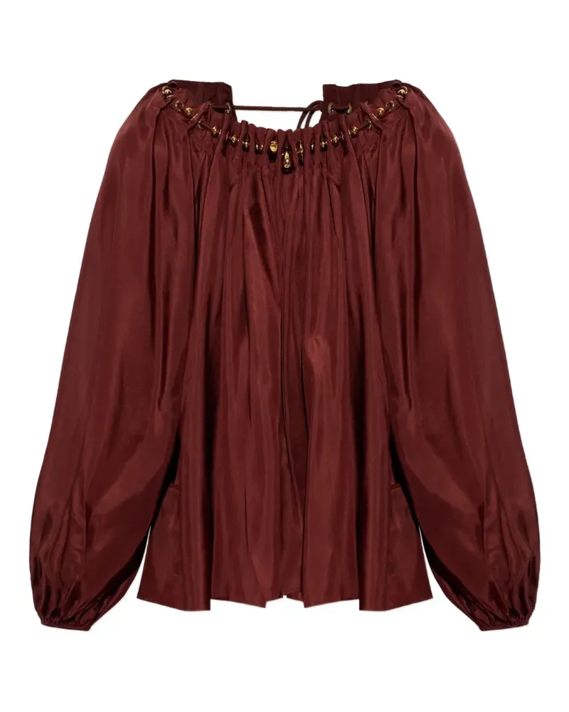 Zimmermann Aster Bluse mit gerafften Perlen - Rot Rot