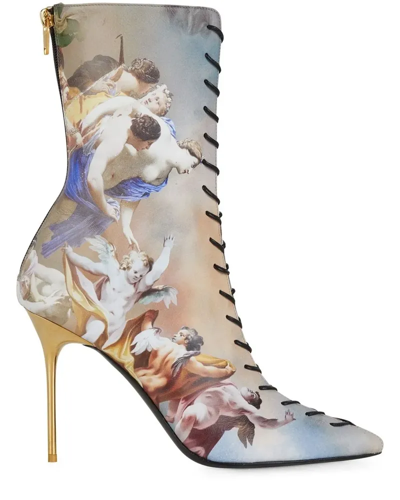 Balmain Stiefeletten mit grafischem Print - Nude Nude