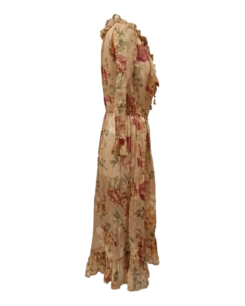 Zimmermann Floral-print ruffled midi dress - Braun Braun