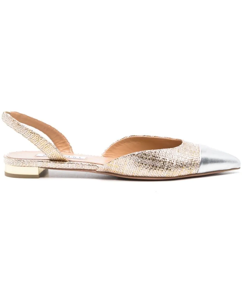 Aquazzura Milanese Ballerinas Gold