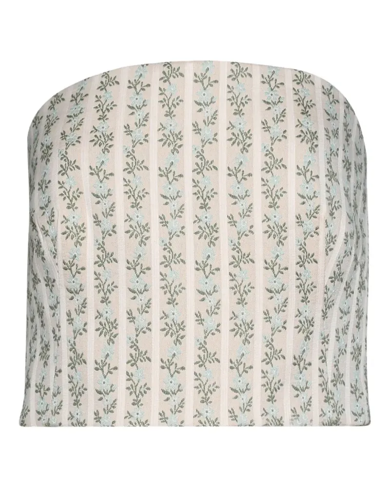 Rosie Assoulin Gestreiftes Venus Oberteil mit Blumenmotiv - Nude Nude