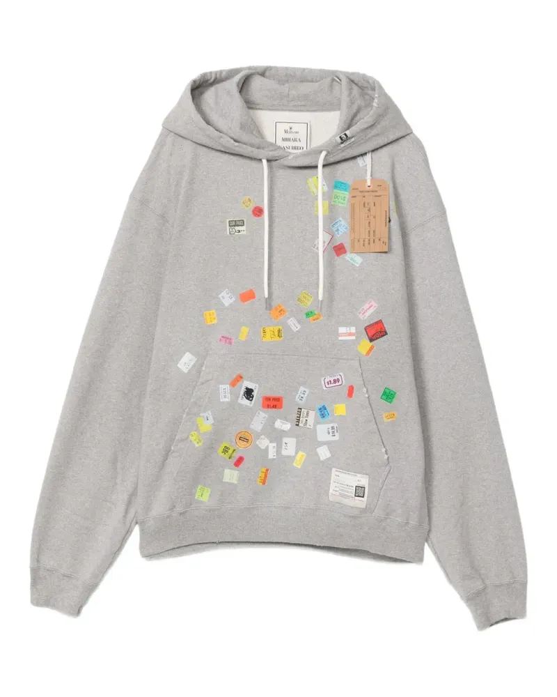 MIHARAYASUHIRO Hoodie mit Preisschild-Print - Grau Grau