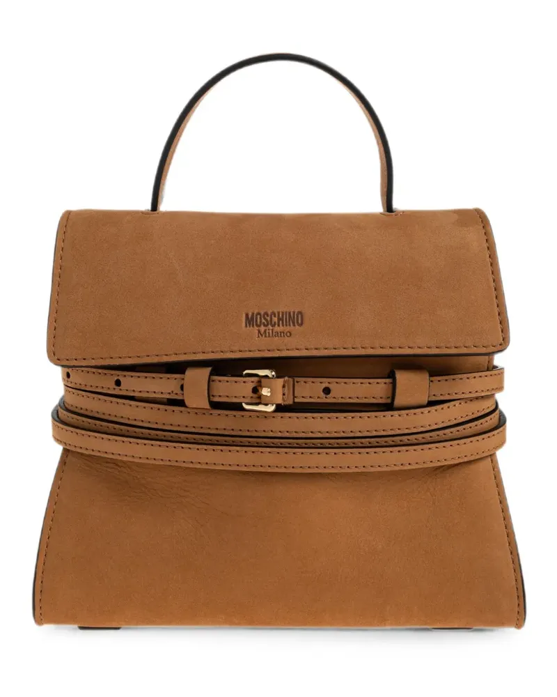 Moschino Kleine Tie Me Tote Bag mit Schnalle - Braun Braun