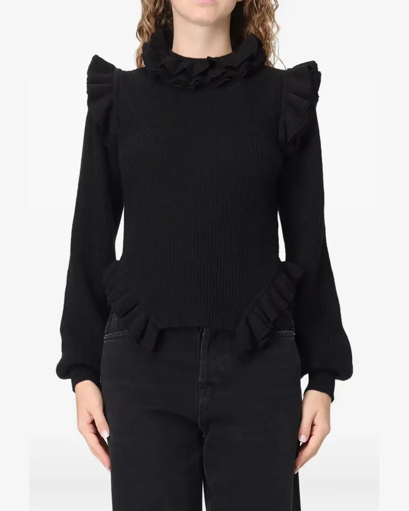 Twin-Set Pullover mit Rüschenbesatz - Schwarz Schwarz