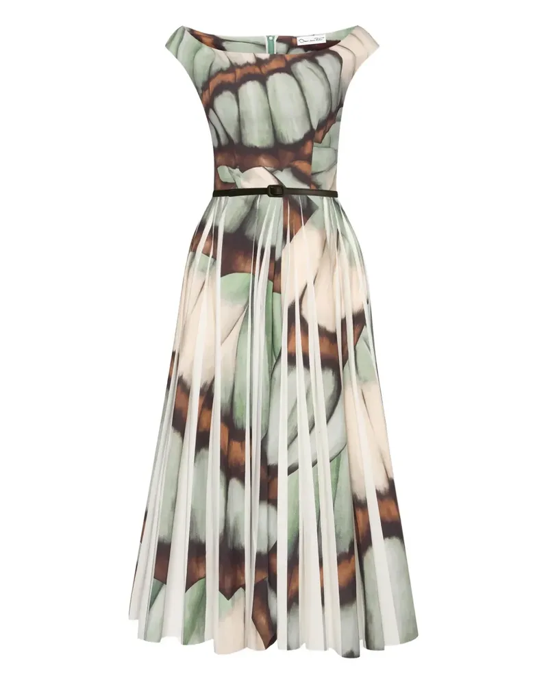 Oscar de la Renta Popeline-Kleid mit Print - Blau Blau