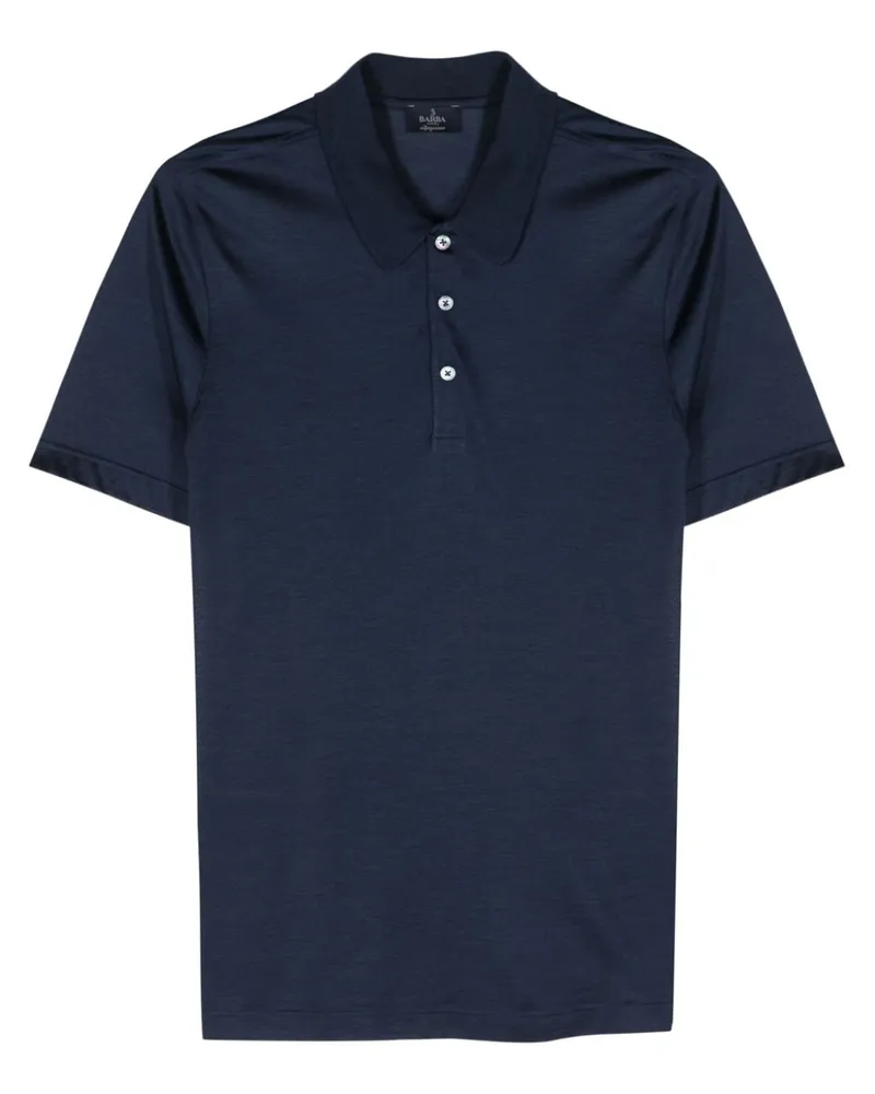 BARBA Meliertes Poloshirt aus Seide Blau