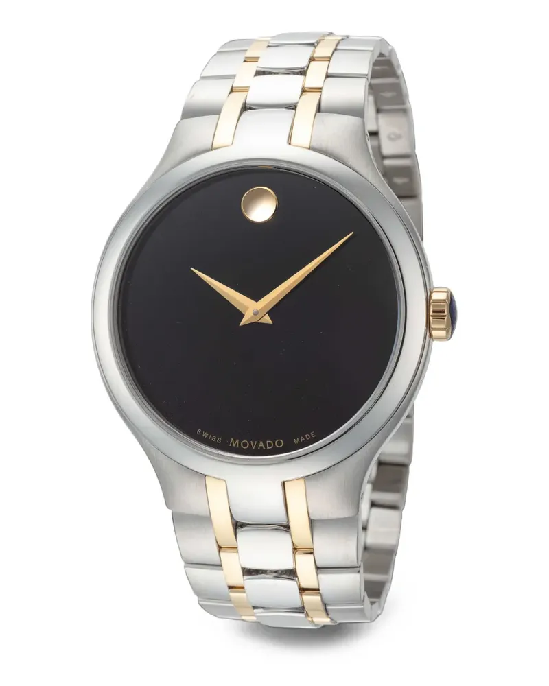 Movado 39mm Armbanduhr mit schwarzem Zifferblatt Schwarz