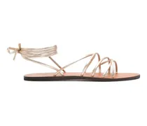 Flache Sandalen mit Schnürung - Gold