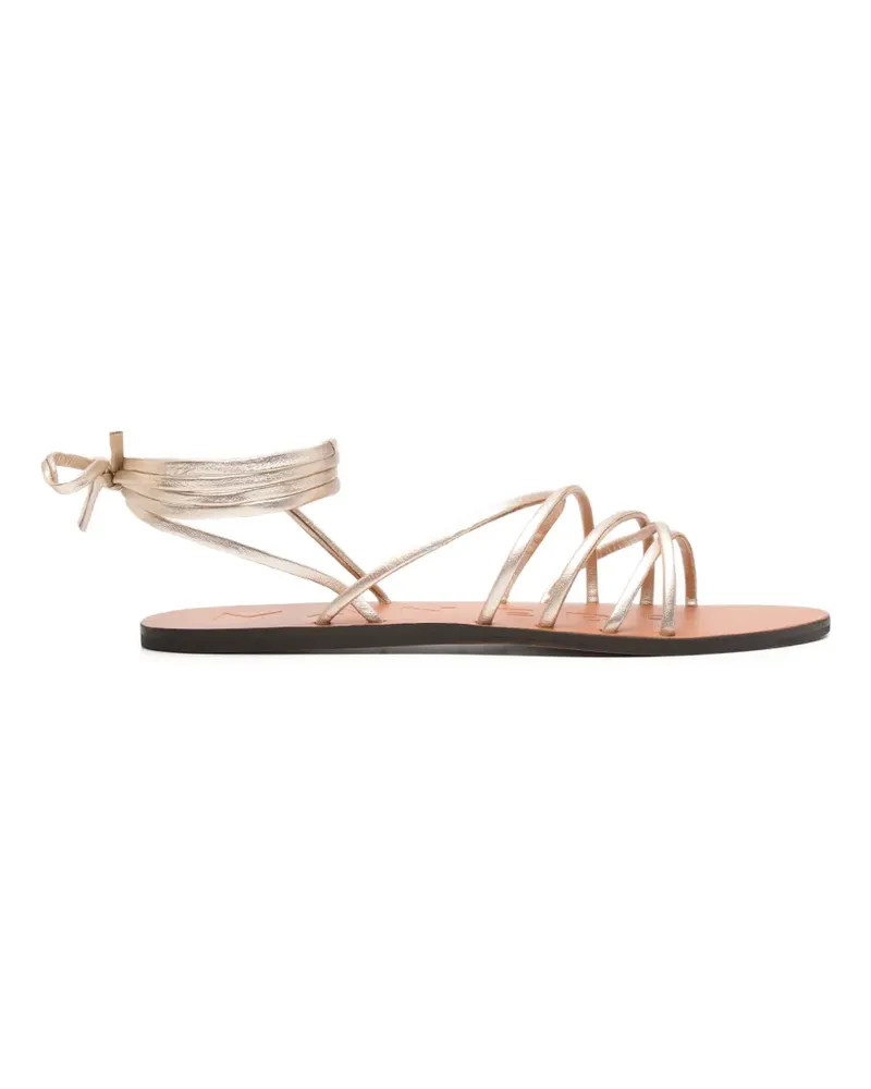 Manebí Flache Sandalen mit Schnürung - Gold Gold