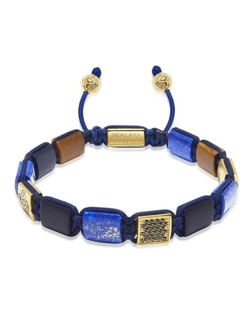 Nialaya Armband mit flachen Perlen Blau