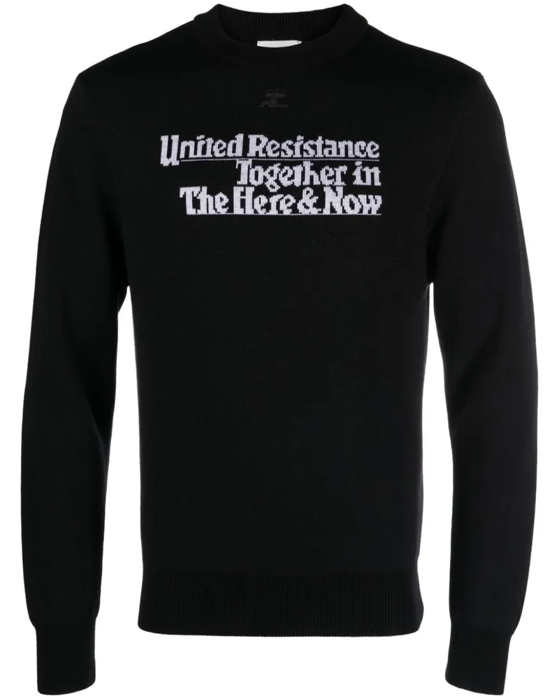 Courrèges Gerippter Resistance Jacquard-Strickpullover - Schwarz Schwarz