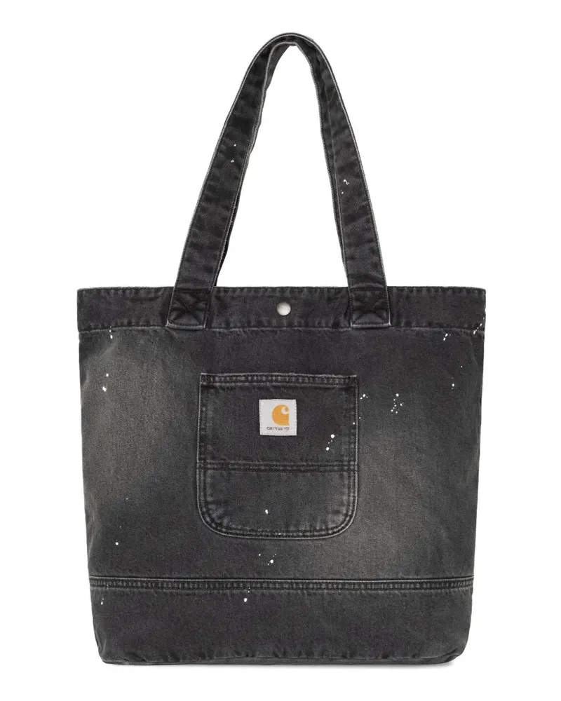 Carhartt WIP paint-splatter denim tote bag - Schwarz Schwarz