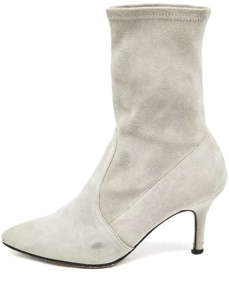 Stuart Weitzman 2023 Wildlederstiefel mit spitzer Kappe 80mm - Grau Grau