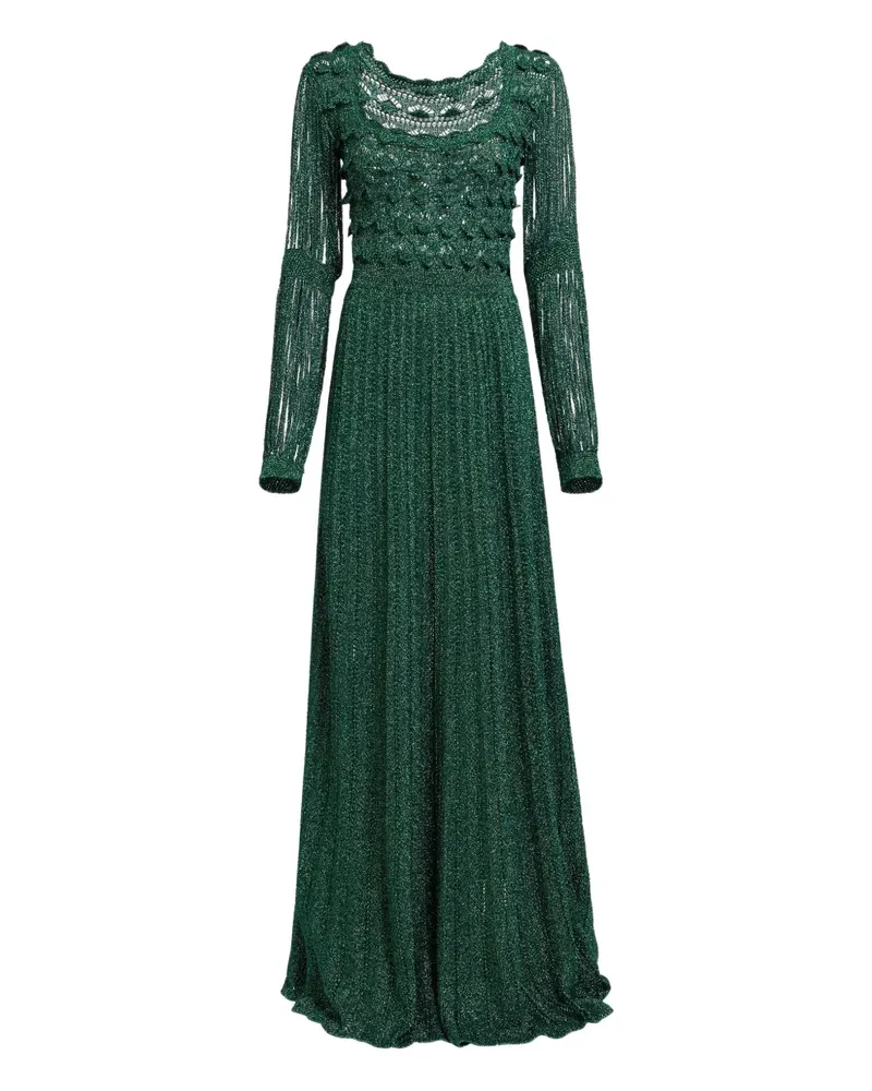 Elie Saab Gehäkeltes Maxikleid mit Fransen - Grün Grün