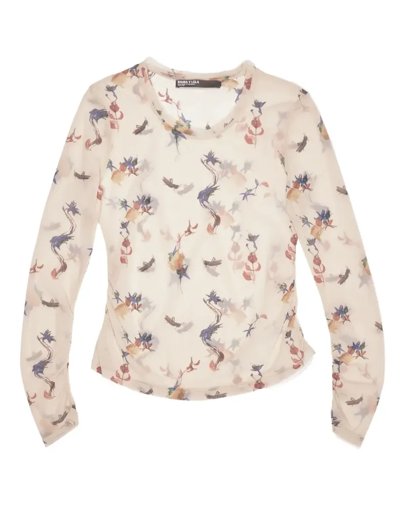 BIMBA Y LOLA floral-print long-sleeve T-shirt - Nude Nude