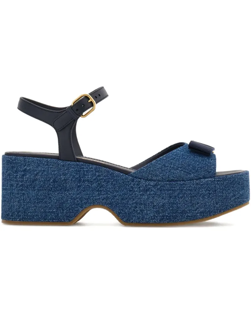 Ferragamo Plateau-Sandalen mit Schleife 70mm - Blau Blau