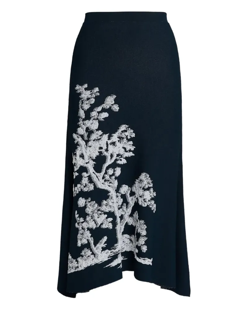 Erdem Midirock mit Baum-Print - Blau Blau