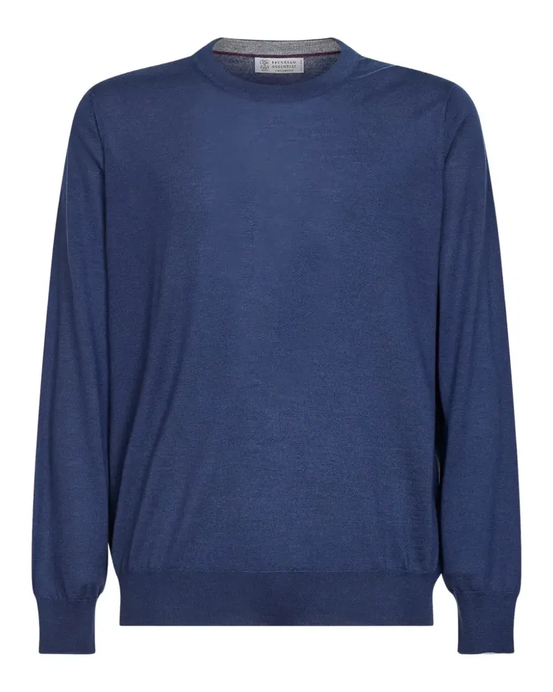 Brunello Cucinelli ribbed-trim crew-neck sweater - Blau Blau