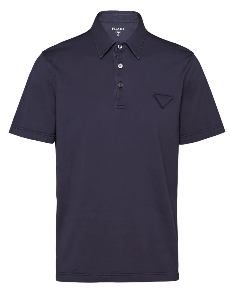 Prada Poloshirt mit Triangel-Logo - Blau Blau