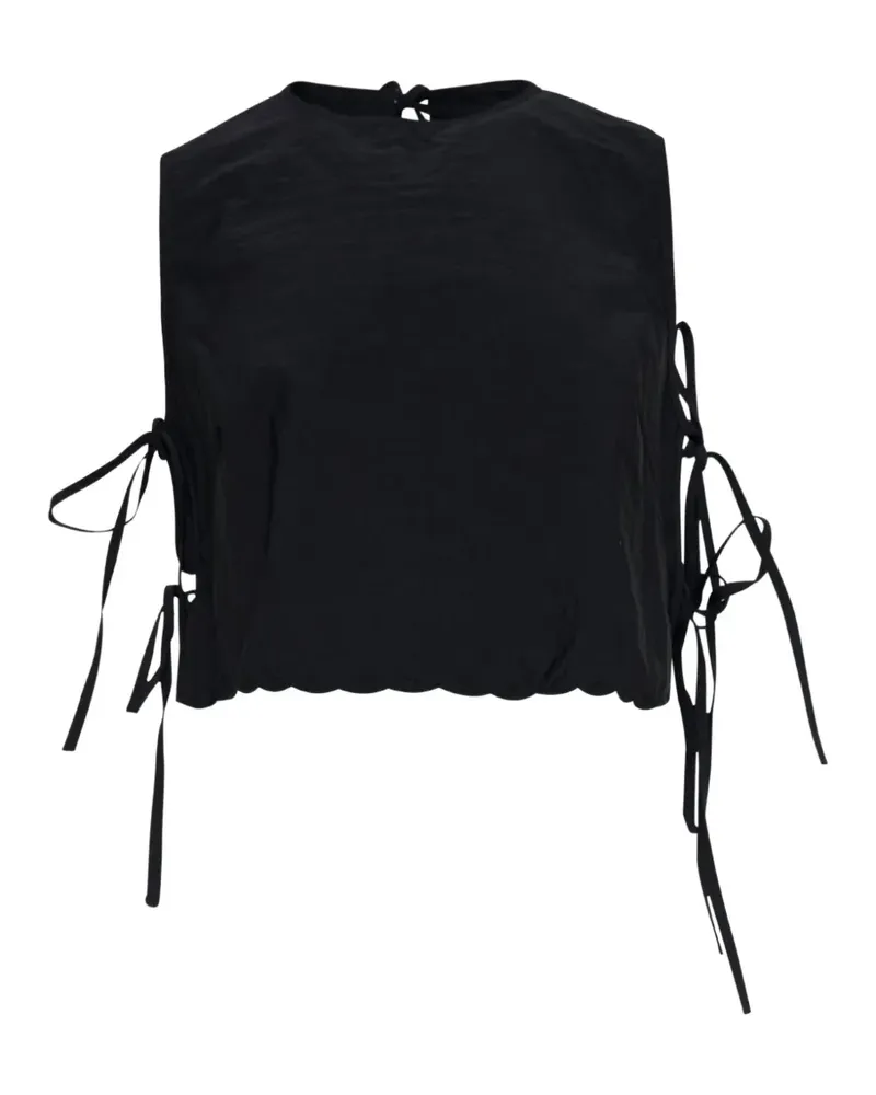 Cecilie Bahnsen embroidered lace-up top - Schwarz Schwarz