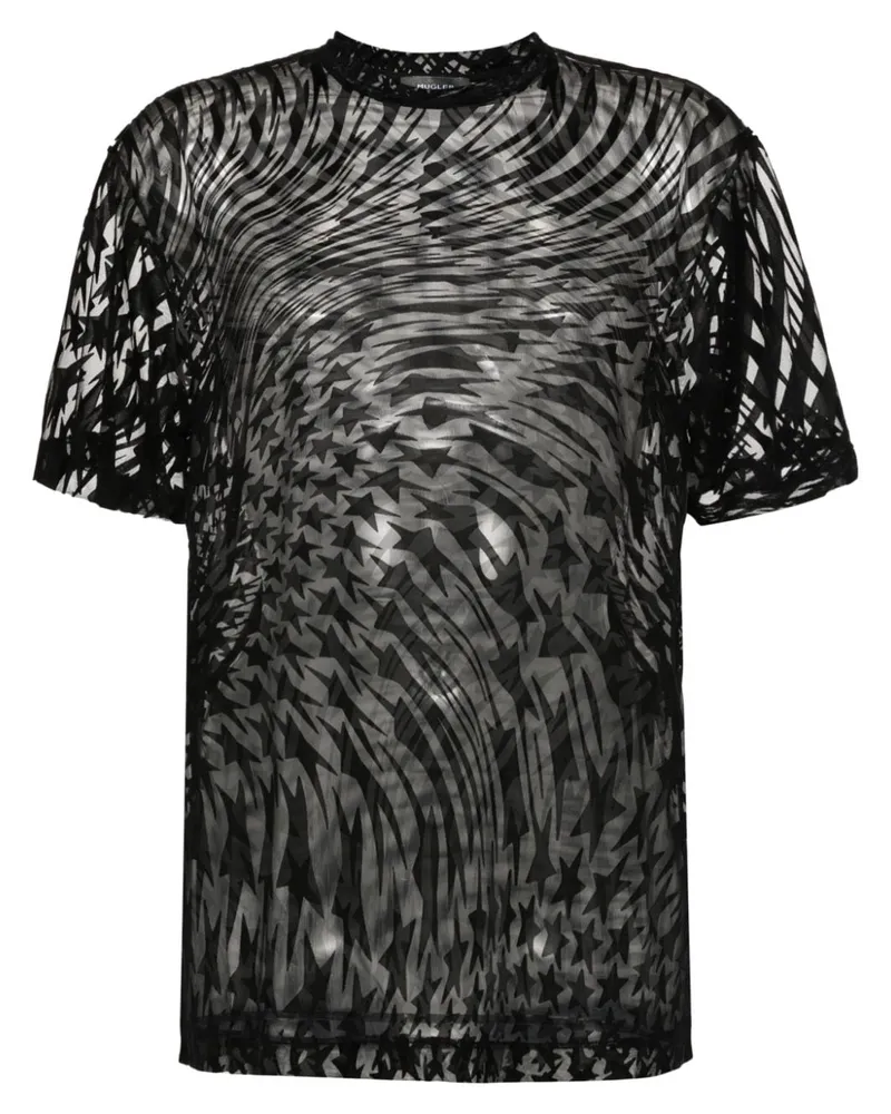 Thierry Mugler T-Shirt mit geflocktem Print - Schwarz Schwarz