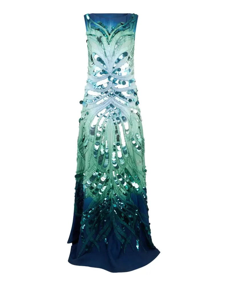 Alberta Ferretti sequin-embellished silk maxi dress - Blau Blau