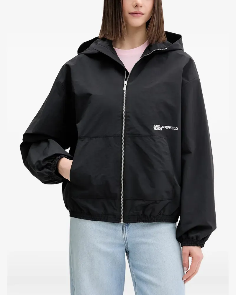 Karl Lagerfeld hooded logo-print jacket - Schwarz Schwarz