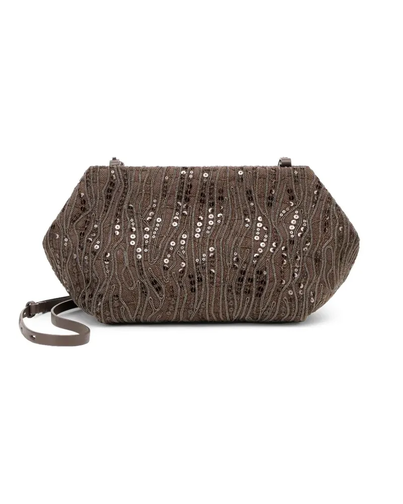 Brunello Cucinelli Umhängetasche mit Pailletten - Braun Braun