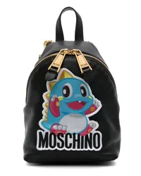 Moschino Rucksack aus Leder mit Patch-Detail Schwarz