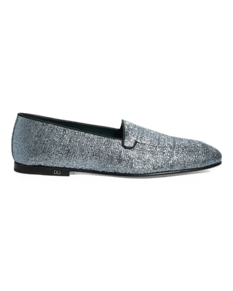Dolce & Gabbana glitter-effect DG logo loafers - Blau Blau