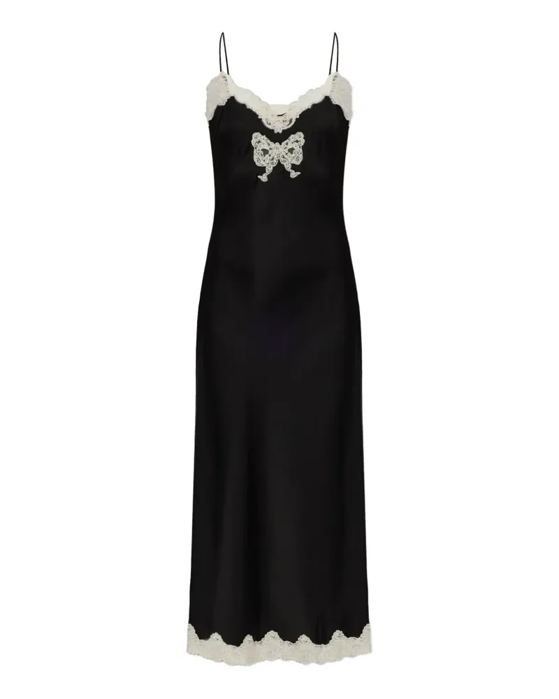 LoveShackFancy Lomira Maxikleid mit Spitzenbesatz - Schwarz Schwarz