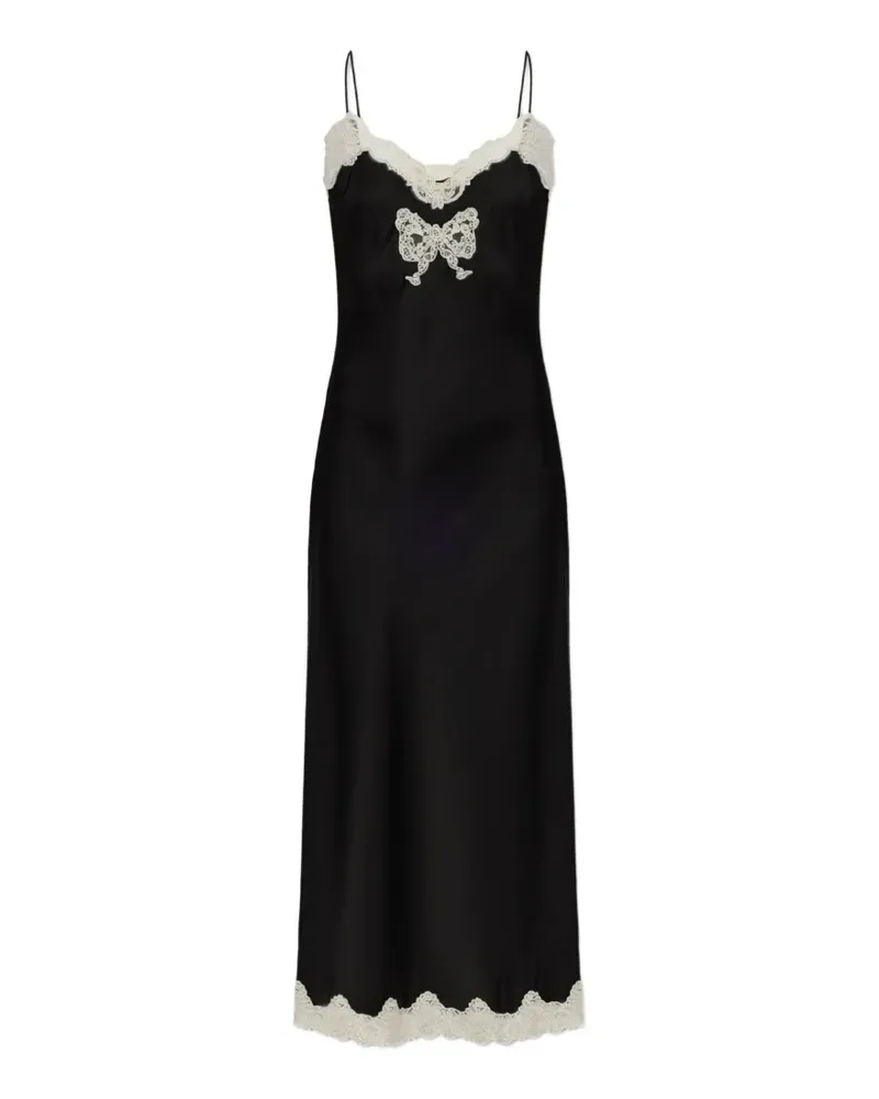 LoveShackFancy Lomira Maxikleid mit Spitzenbesatz - Schwarz Schwarz