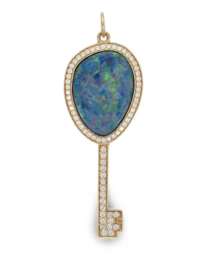 Jacquie Aiche opal and diamond key necklace - Gold Gold