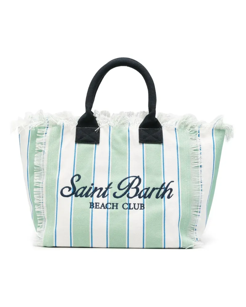 MC2 Saint Barth Vanity striped frayed-edge tote bag - Grün Grün