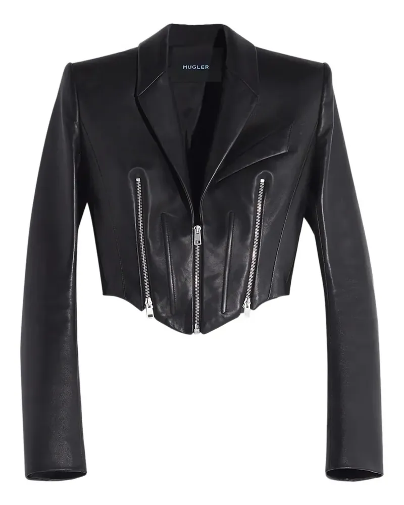 Thierry Mugler Lederjacke mit Reißverschluss - Schwarz Schwarz