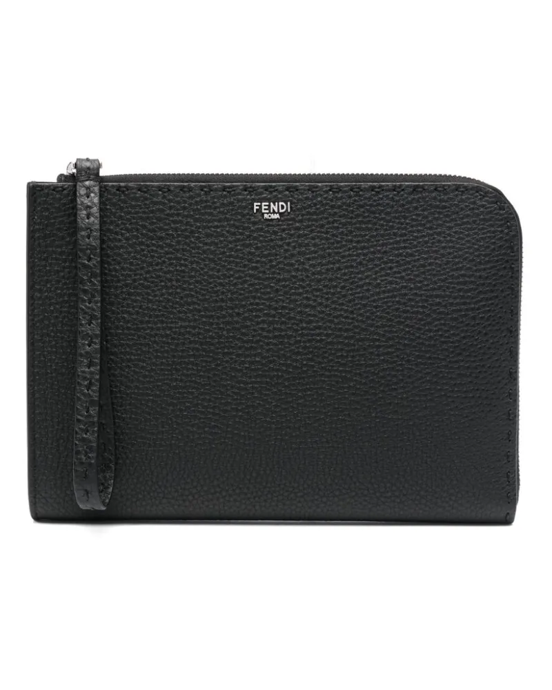 Fendi Kleine Selleria Clutch - Schwarz Schwarz