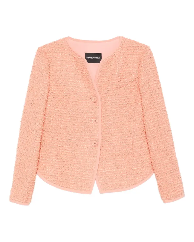 Emporio Armani trim-detail tweed jacket - Rosa Rosa