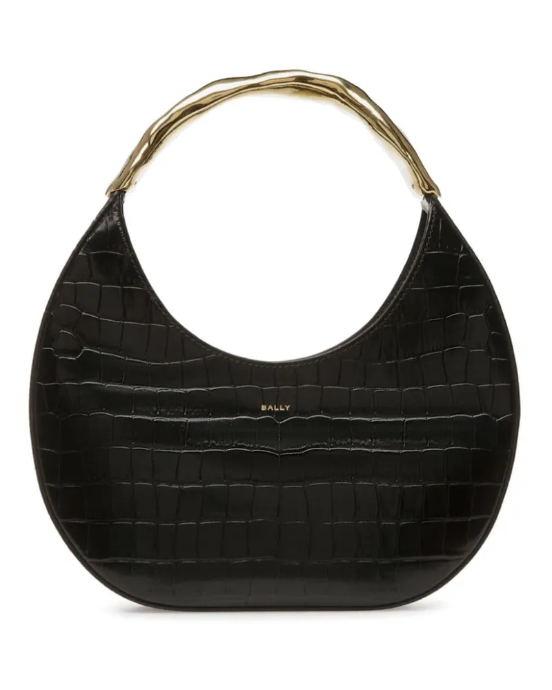 Bally Schultertasche mit Kroko-Effekt - Schwarz Schwarz
