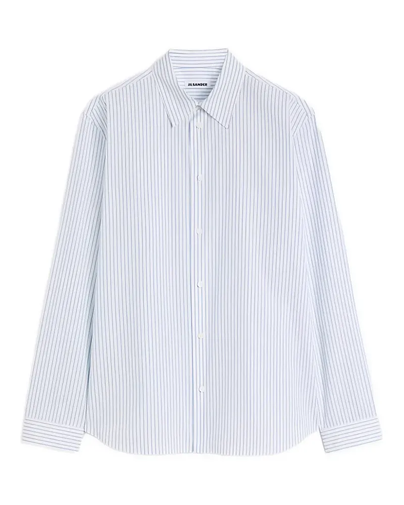 Jil Sander Gestreiftes Hemd aus Popeline - Weiß Weiß
