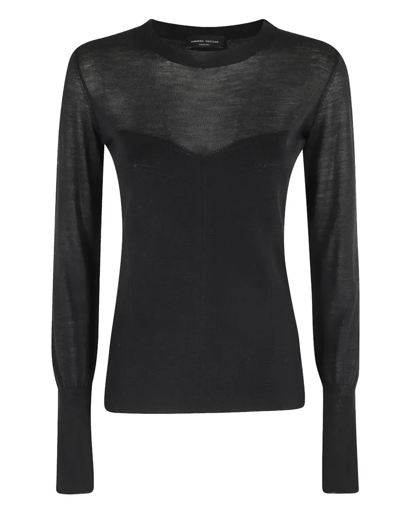 Roberto Collina Pullover mit semi-transparenten Einsätzen - Schwarz Schwarz